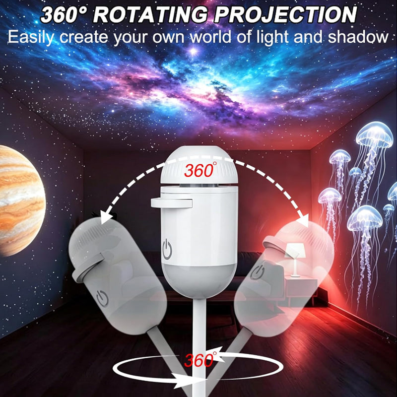 5D Holographic Galaxy & Ocean Projector – Smart LED Night Light with 24 Films