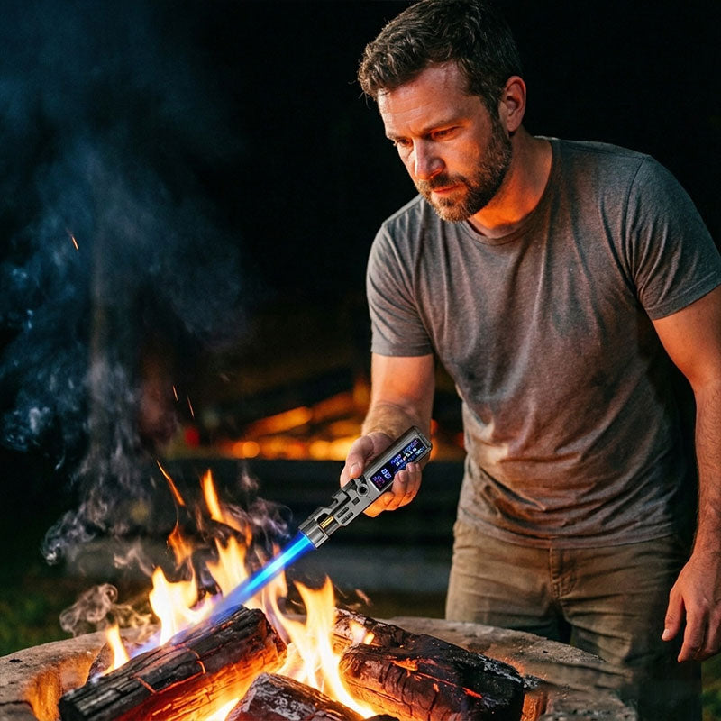 Windproof Torch Lighter with LED Display & Bottle Opener