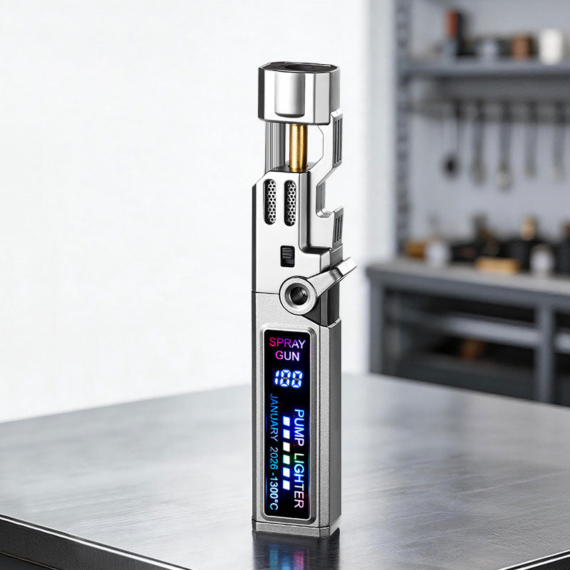 Windproof Torch Lighter with LED Display & Bottle Opener