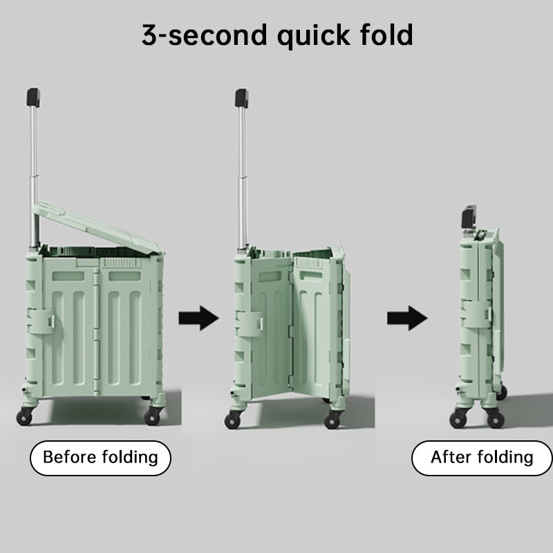 Folding Utility Cart with Lid – Rolling Storage Wagon