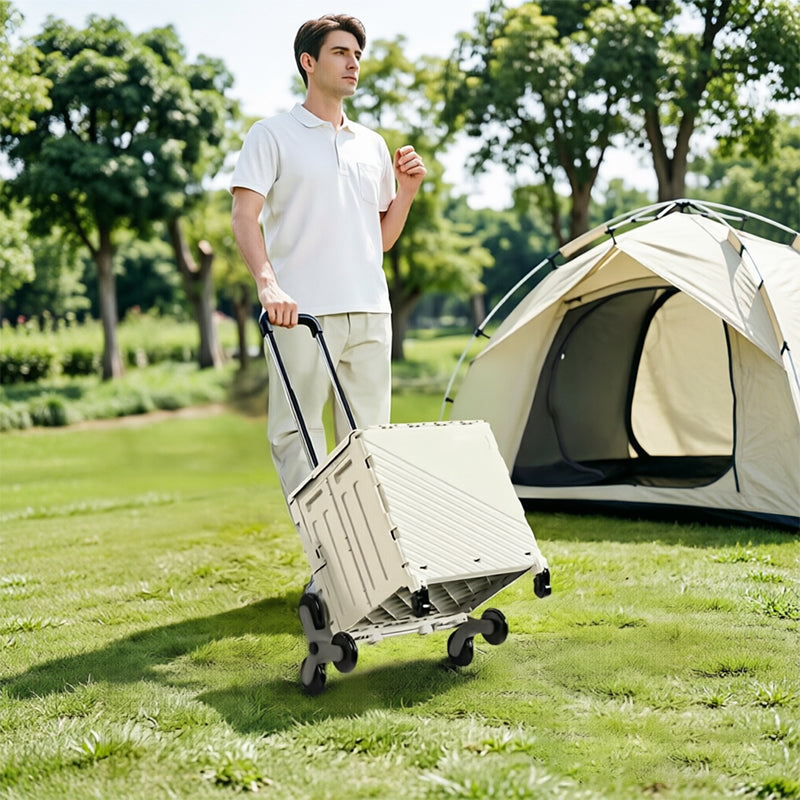 Folding Utility Cart with Lid – Rolling Storage Wagon