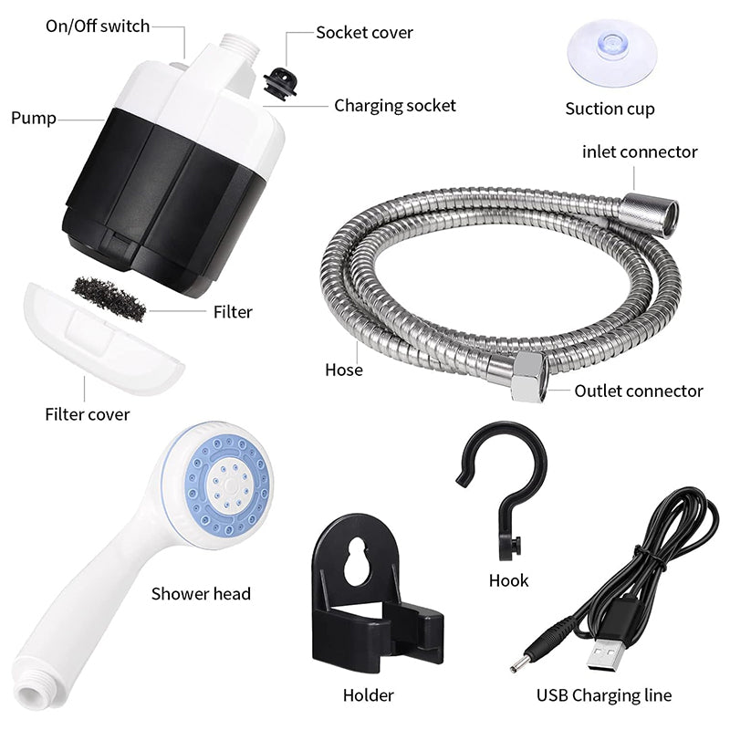 Portable Camping Shower Pump – USB Rechargeable