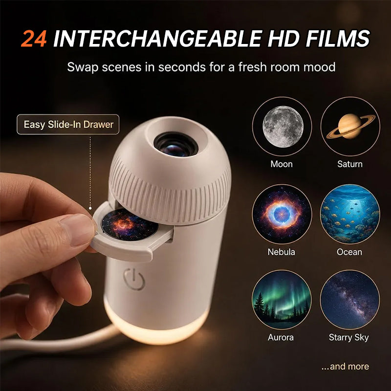 5D Holographic Galaxy & Ocean Projector – Smart LED Night Light with 24 Films