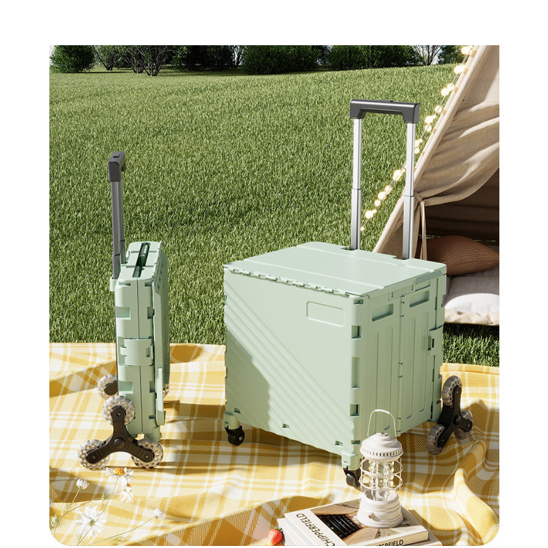 Folding Utility Cart with Lid – Rolling Storage Wagon