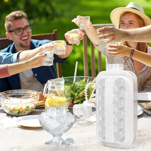 2-in-1 Portable Folding Ice Ball Maker Bottle, Silicone Freezer Ice Mold & Water Bottle for Cocktails, Travel, Gym