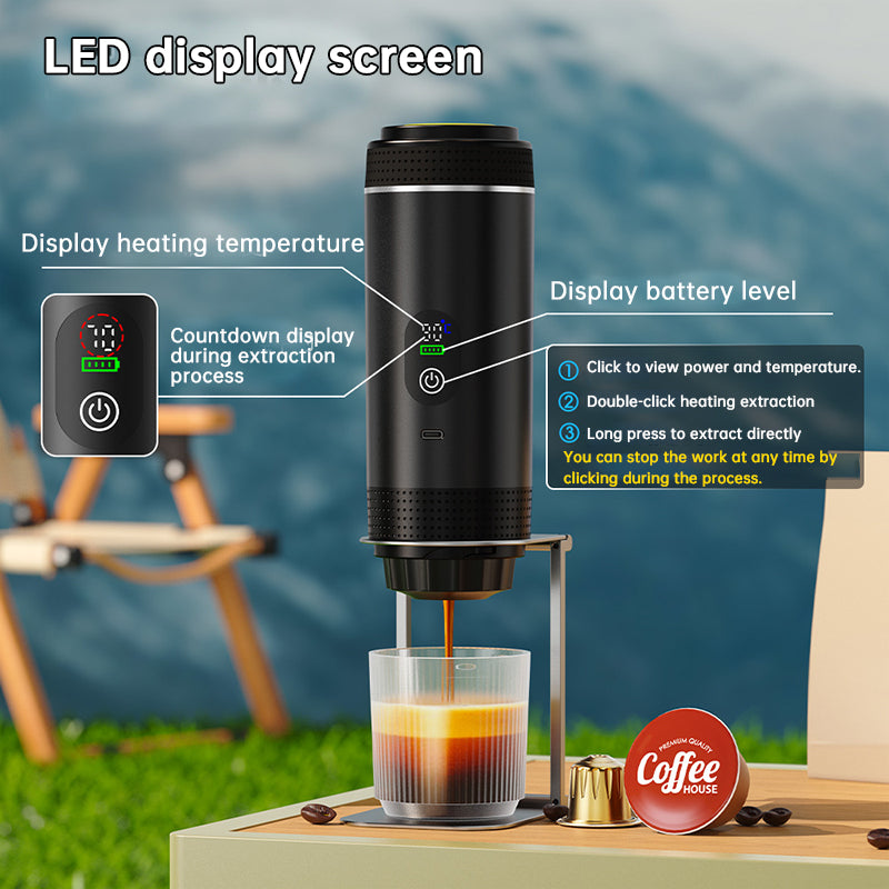 Portable Espresso Machine with Digital Display – 3-in-1 Capsule & Ground Coffee Maker