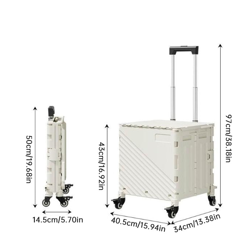 Folding Utility Cart with Lid – Rolling Storage Wagon