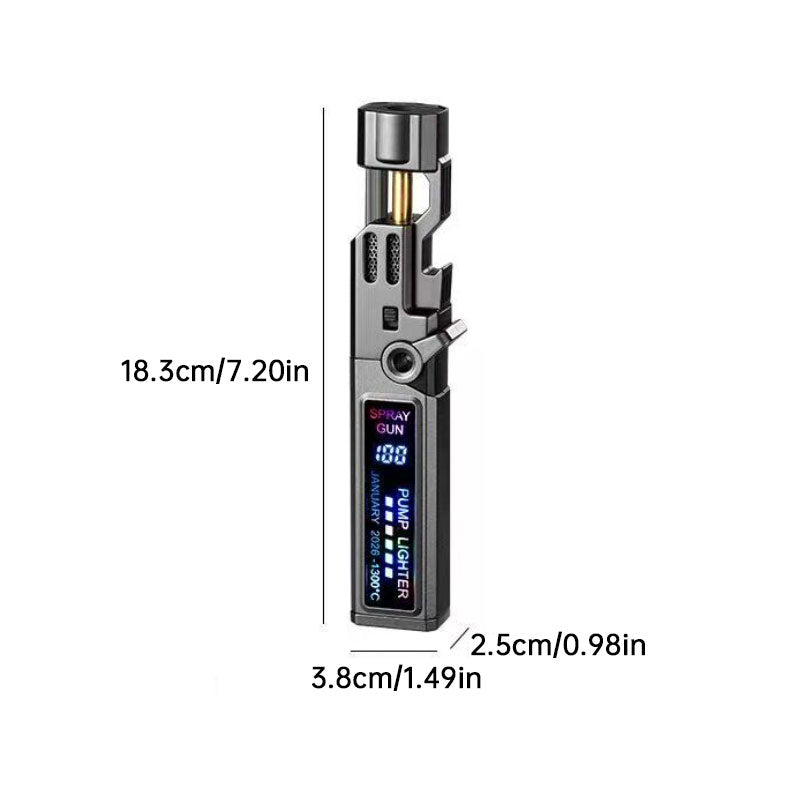 Windproof Torch Lighter with LED Display & Bottle Opener