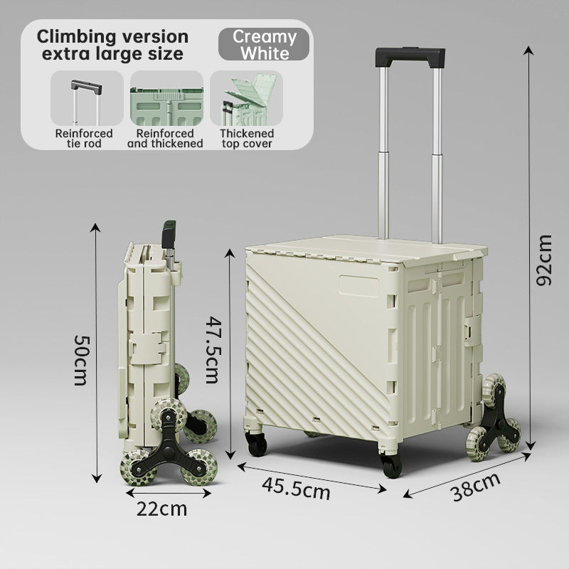 Folding Utility Cart with Lid – Rolling Storage Wagon