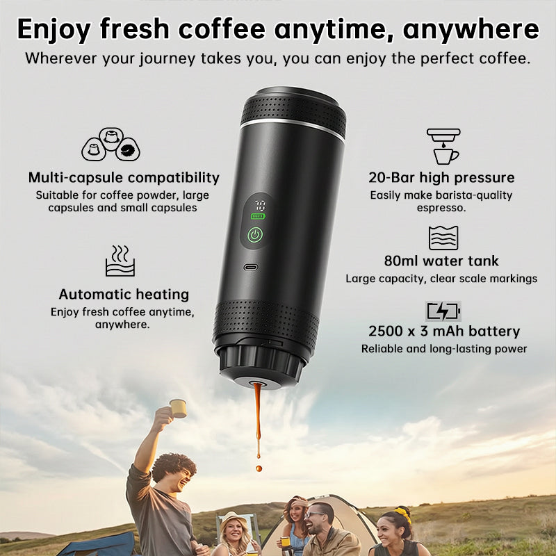 Portable Espresso Machine with Digital Display – 3-in-1 Capsule & Ground Coffee Maker