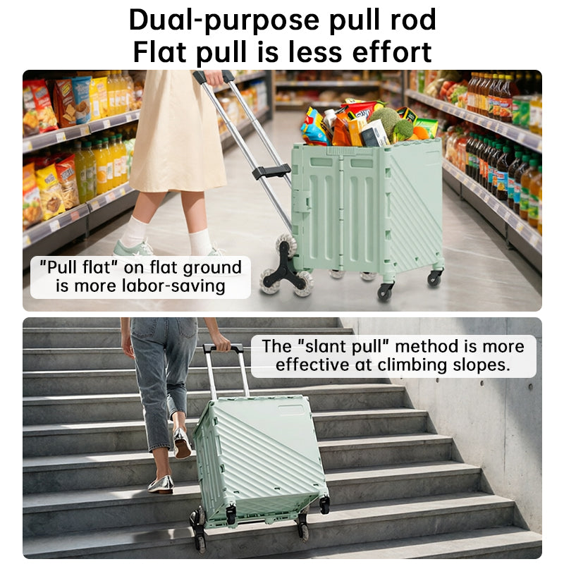 Folding Utility Cart with Lid – Rolling Storage Wagon