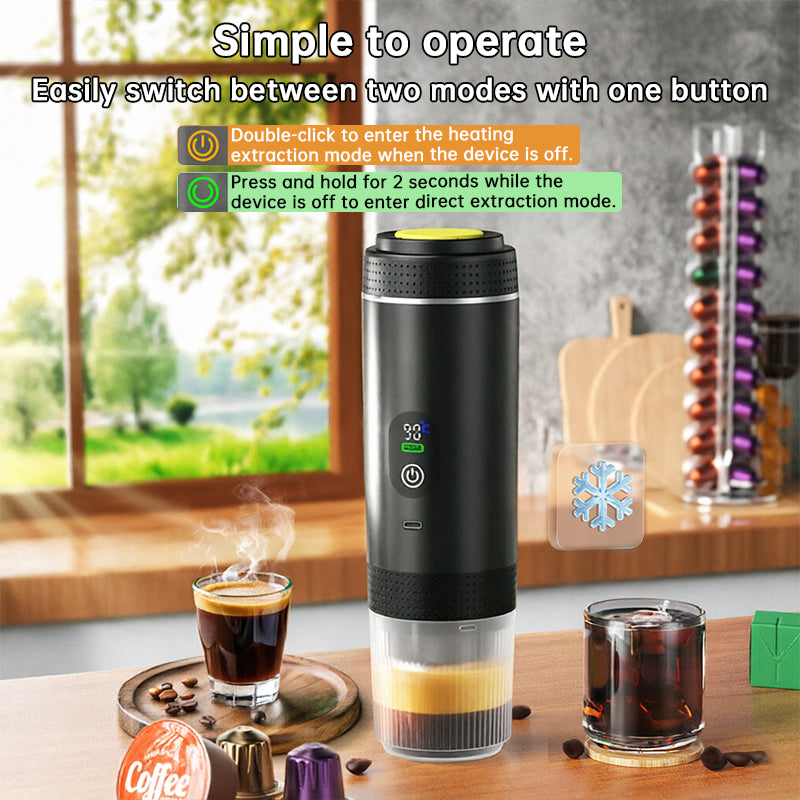 Portable Espresso Machine with Digital Display – 3-in-1 Capsule & Ground Coffee Maker