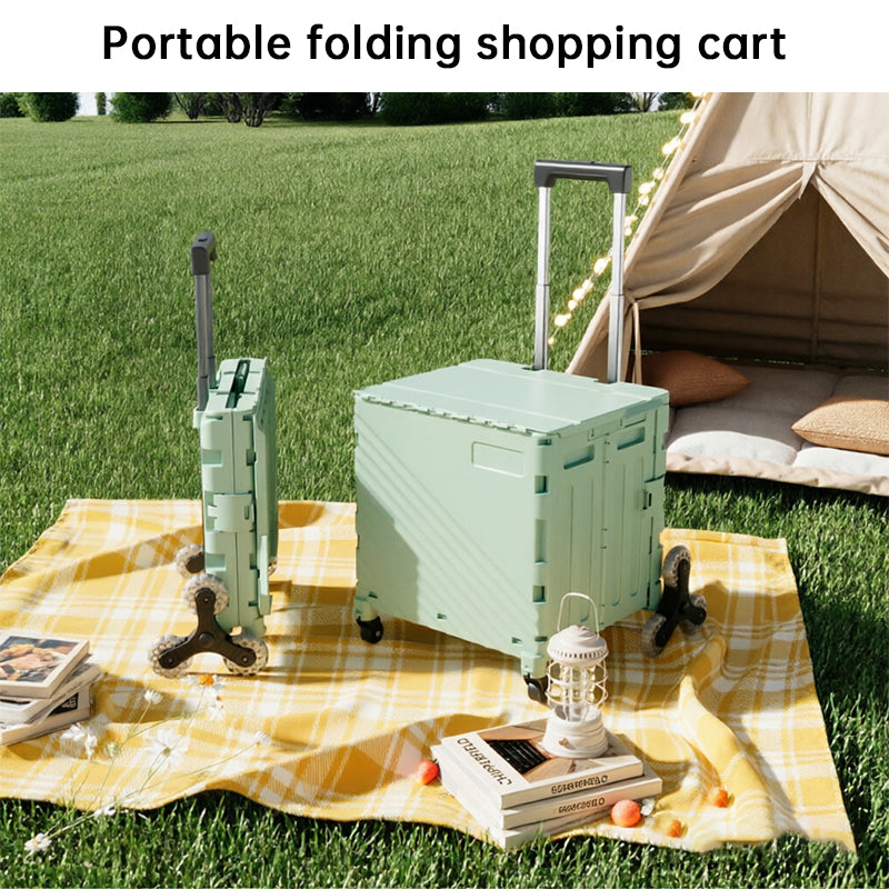 Folding Utility Cart with Lid – Rolling Storage Wagon